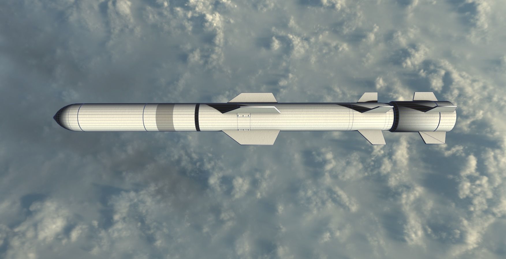 Harpoon Missile Low-poly 3D model_13