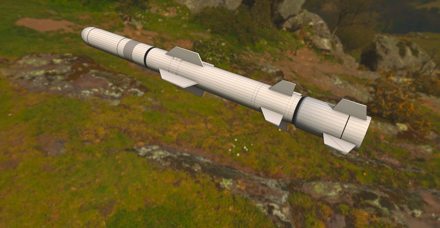 Harpoon Missile Low-poly 3D model_7