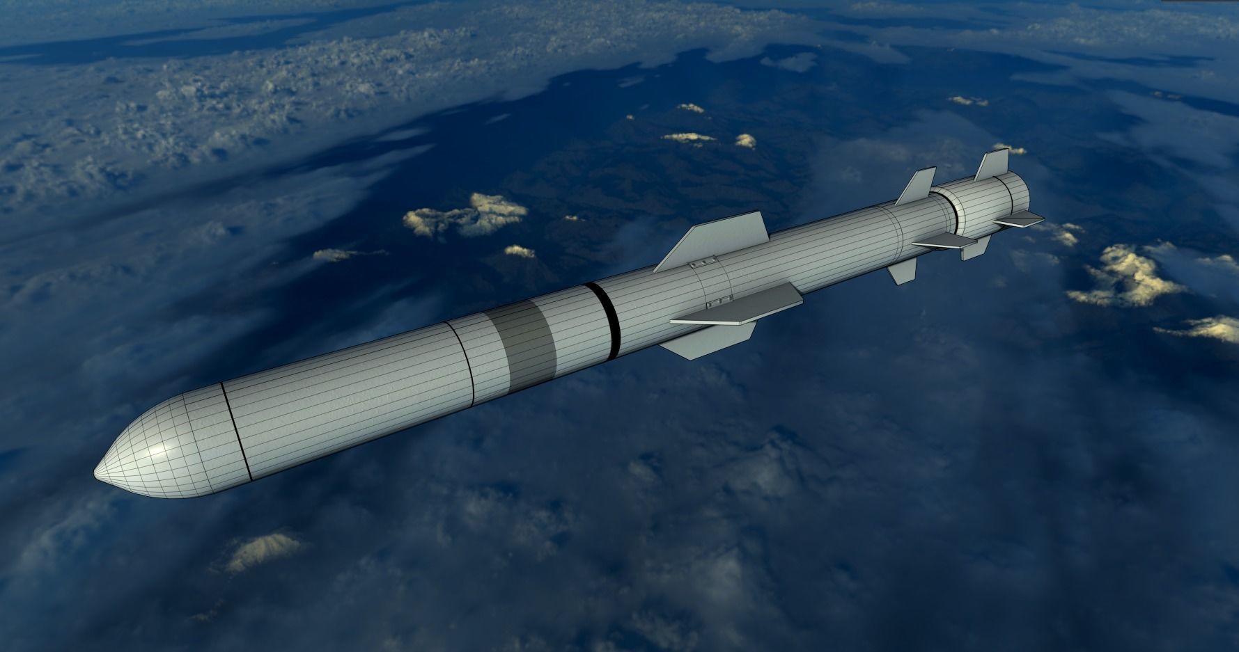 Harpoon Missile Low-poly 3D model_4