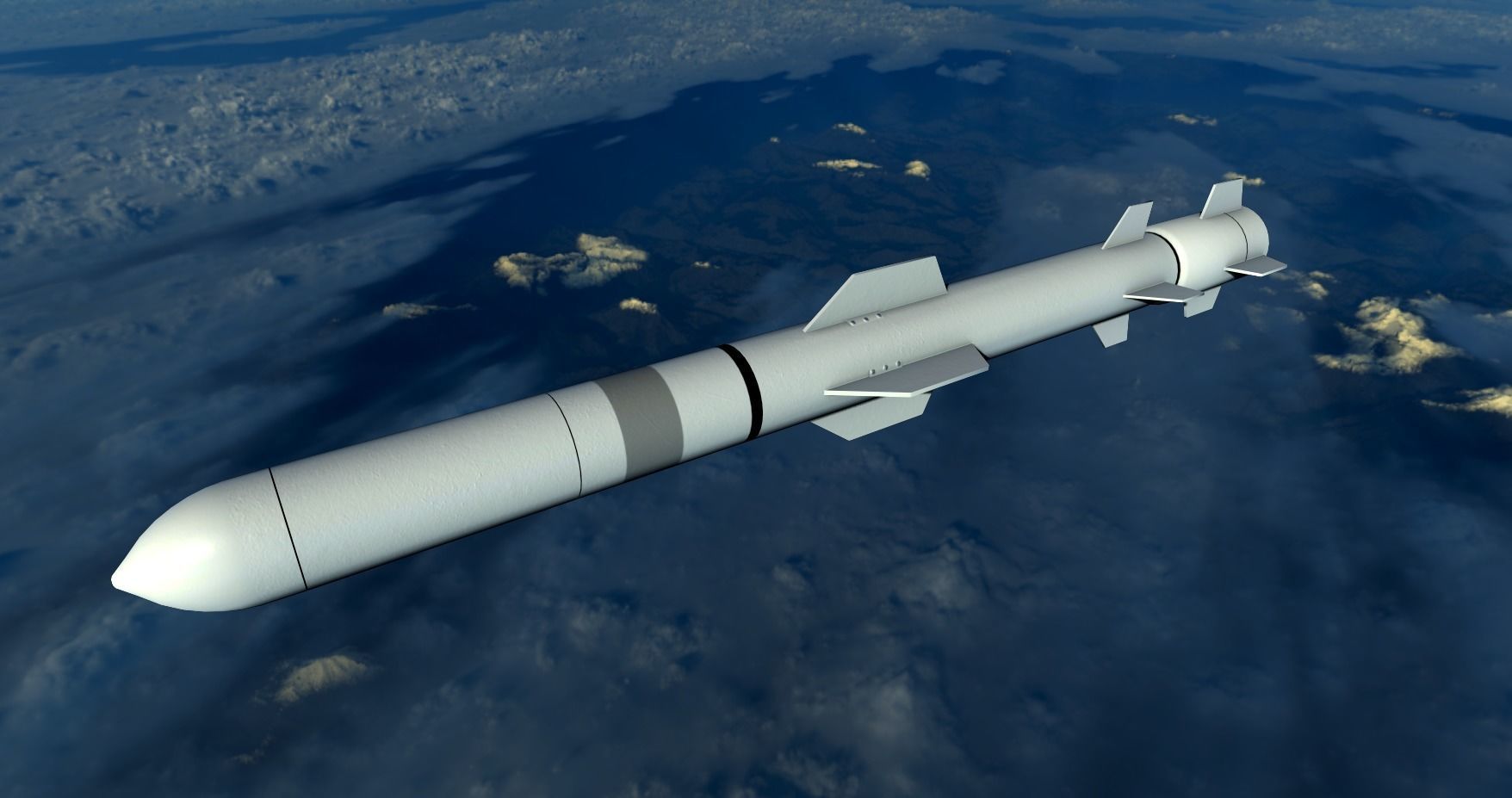 Harpoon Missile Low-poly 3D model_1