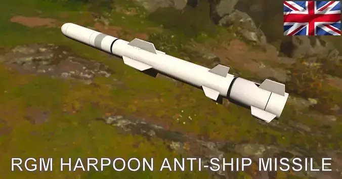 Harpoon Missile Low-poly 3D model
