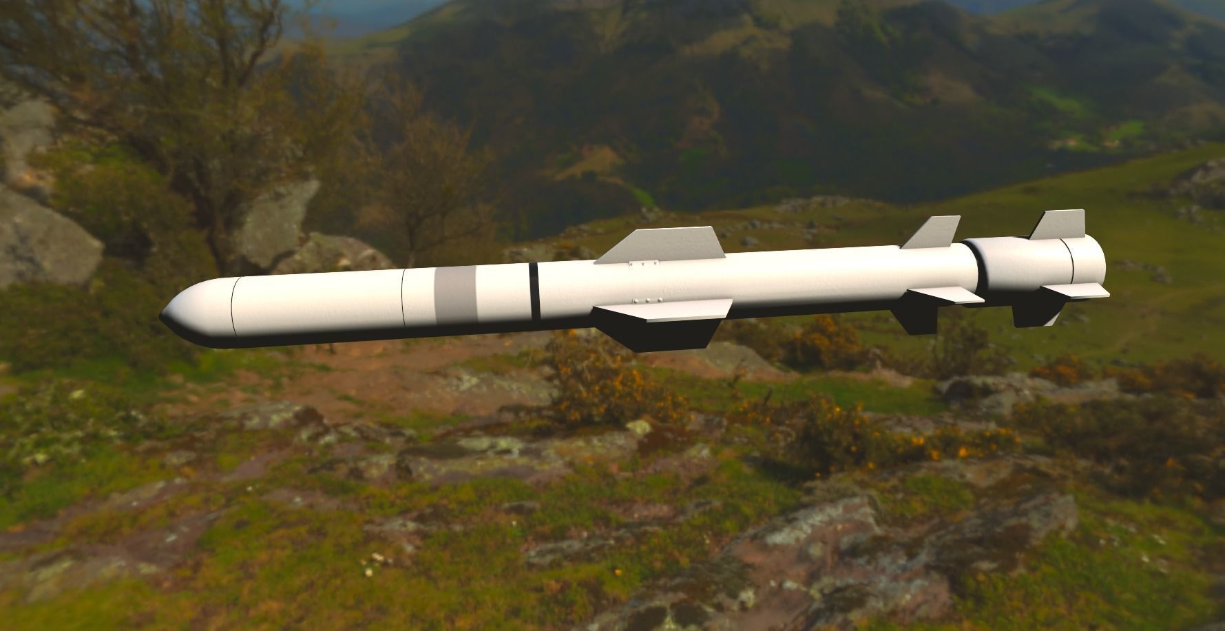 Harpoon Missile Low-poly 3D model_5