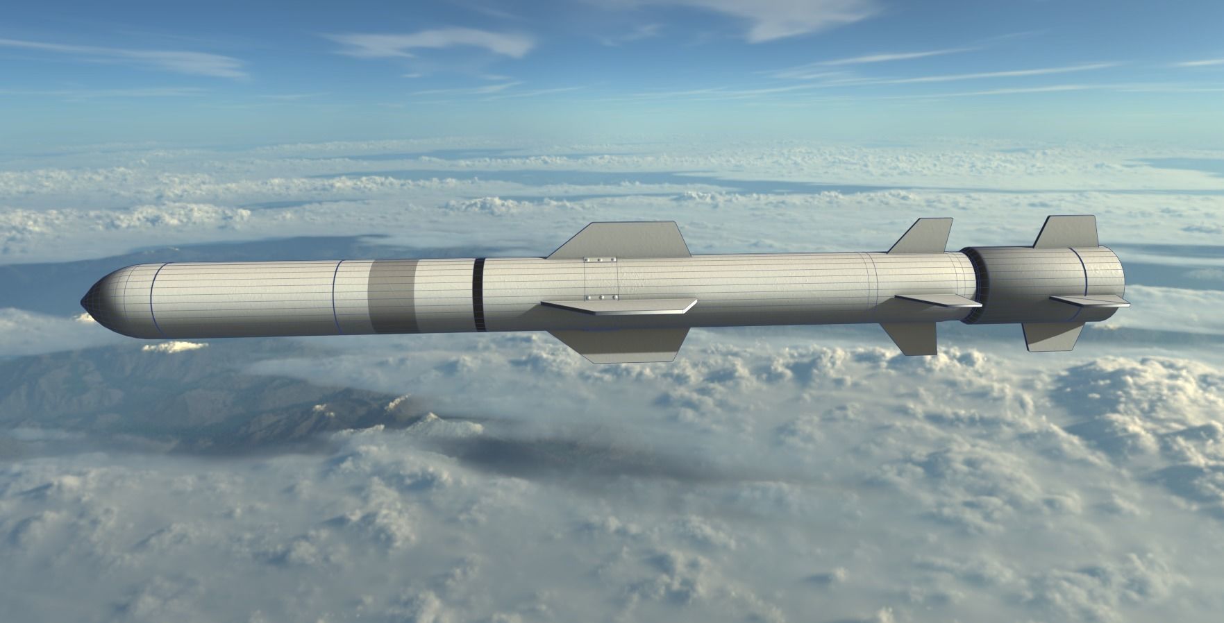 Harpoon Missile Low-poly 3D model_11