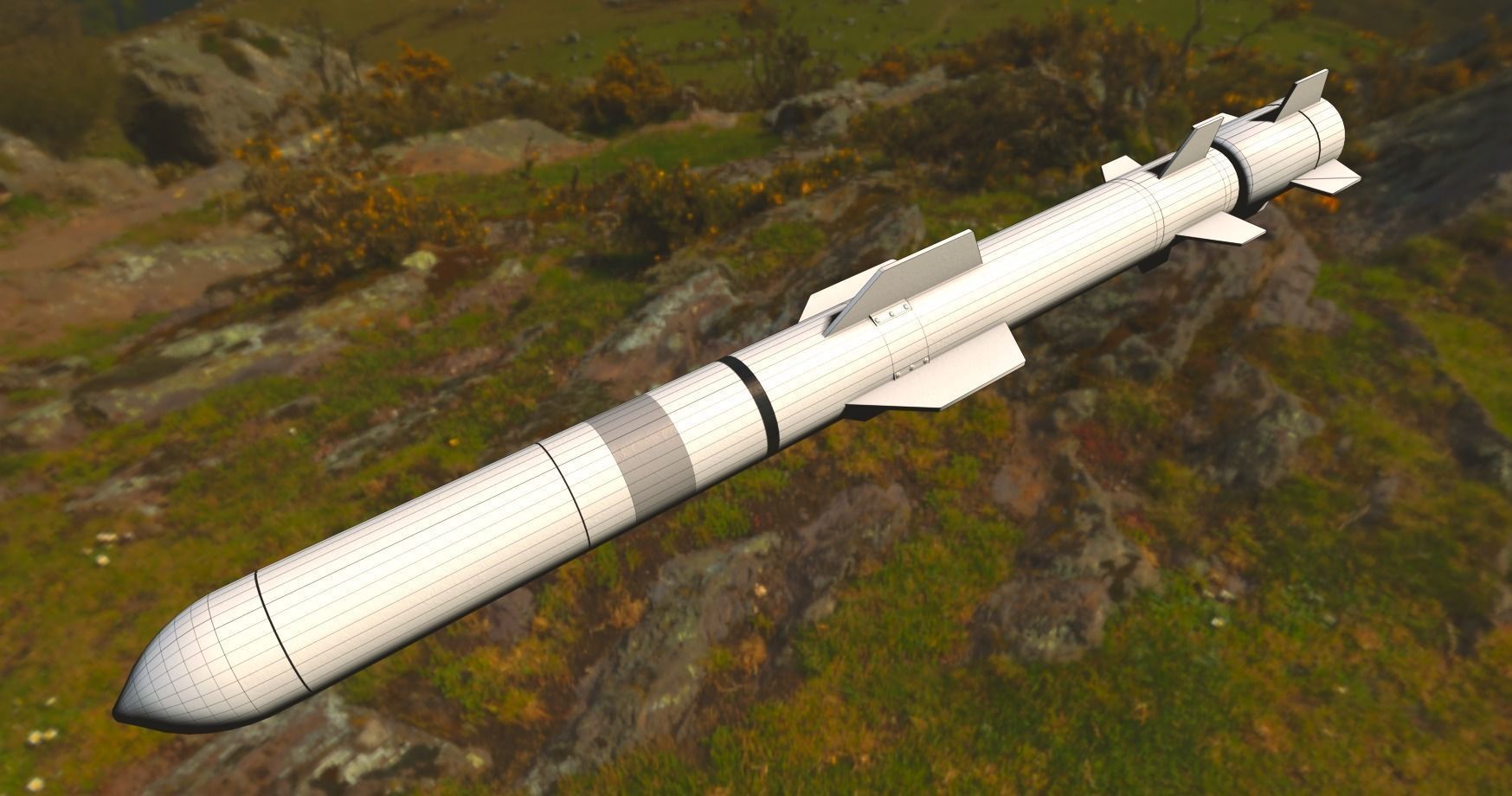 Harpoon Missile Low-poly 3D model_9