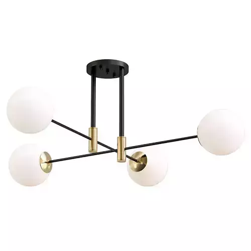 fidel-pl4-black three light fixtures with brass and balls