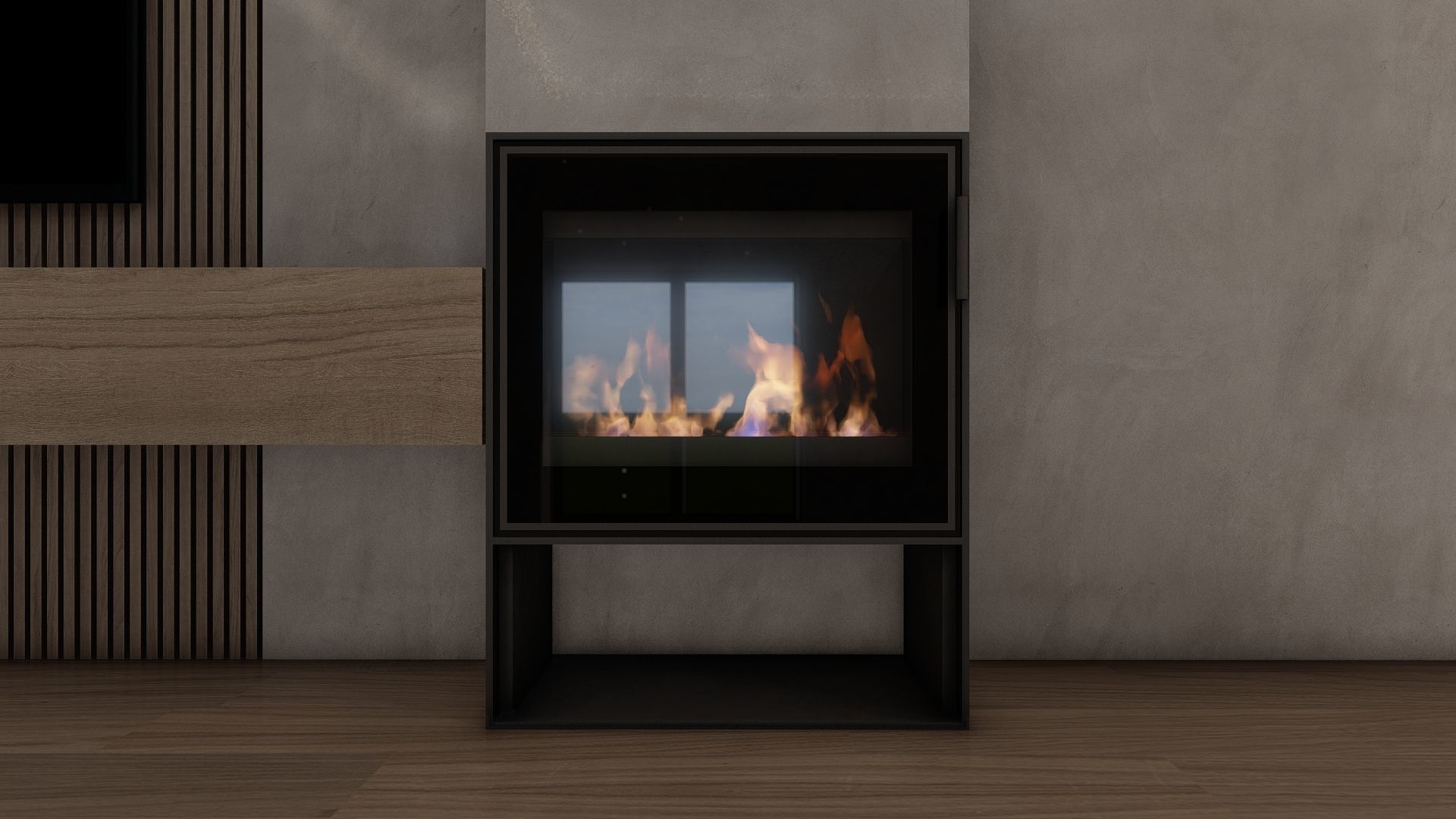Fireplace modern Free 3D model_1