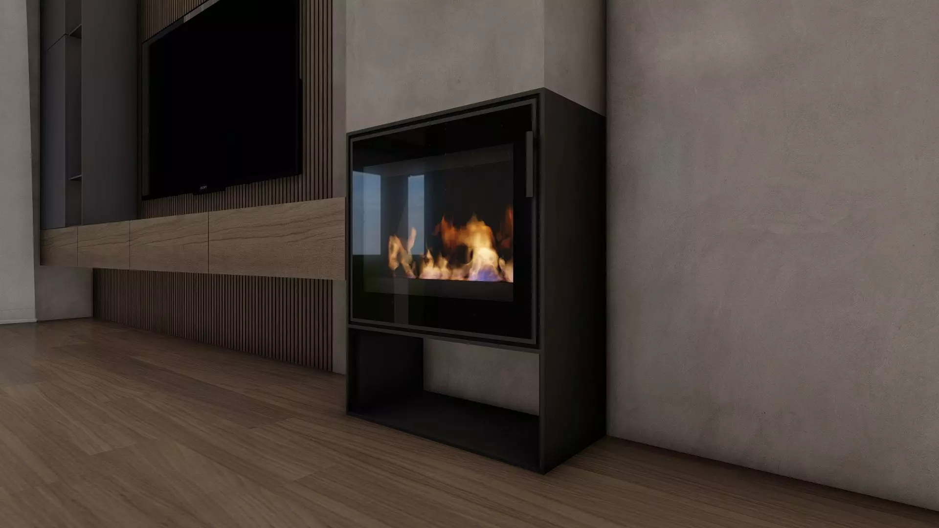 Fireplace modern Free 3D model_0