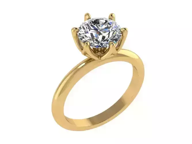 Ring127 solitaire diamond engagement ring gold 3D print model