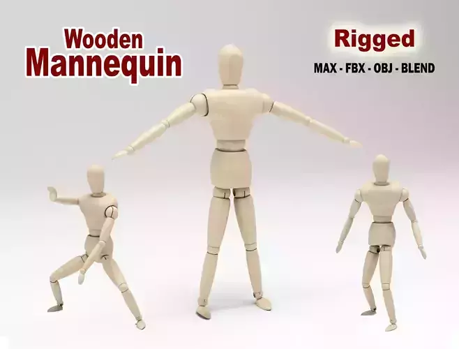 Wooden Mannequin Low-poly 3D model