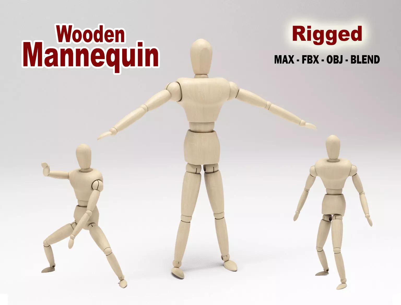 Wooden Mannequin Low-poly 3D model