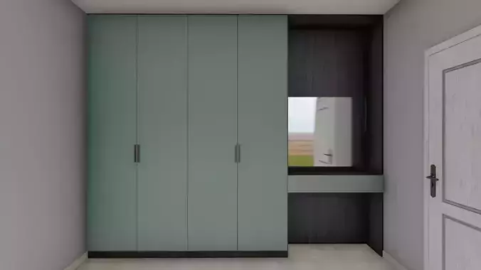 Wardrobe hallway with cabinets and door