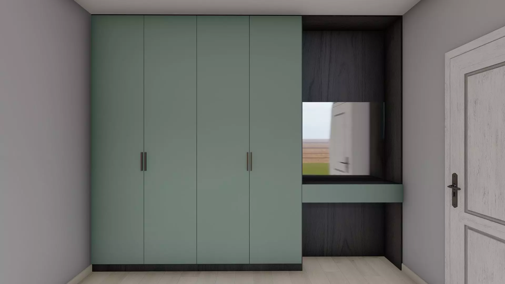 Wardrobe hallway with cabinets and door Free 3D model_0