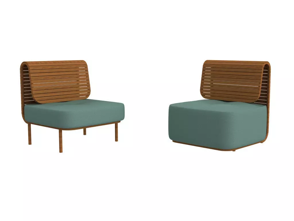 Armchairs two lounge chairs with wooden frame 3D model