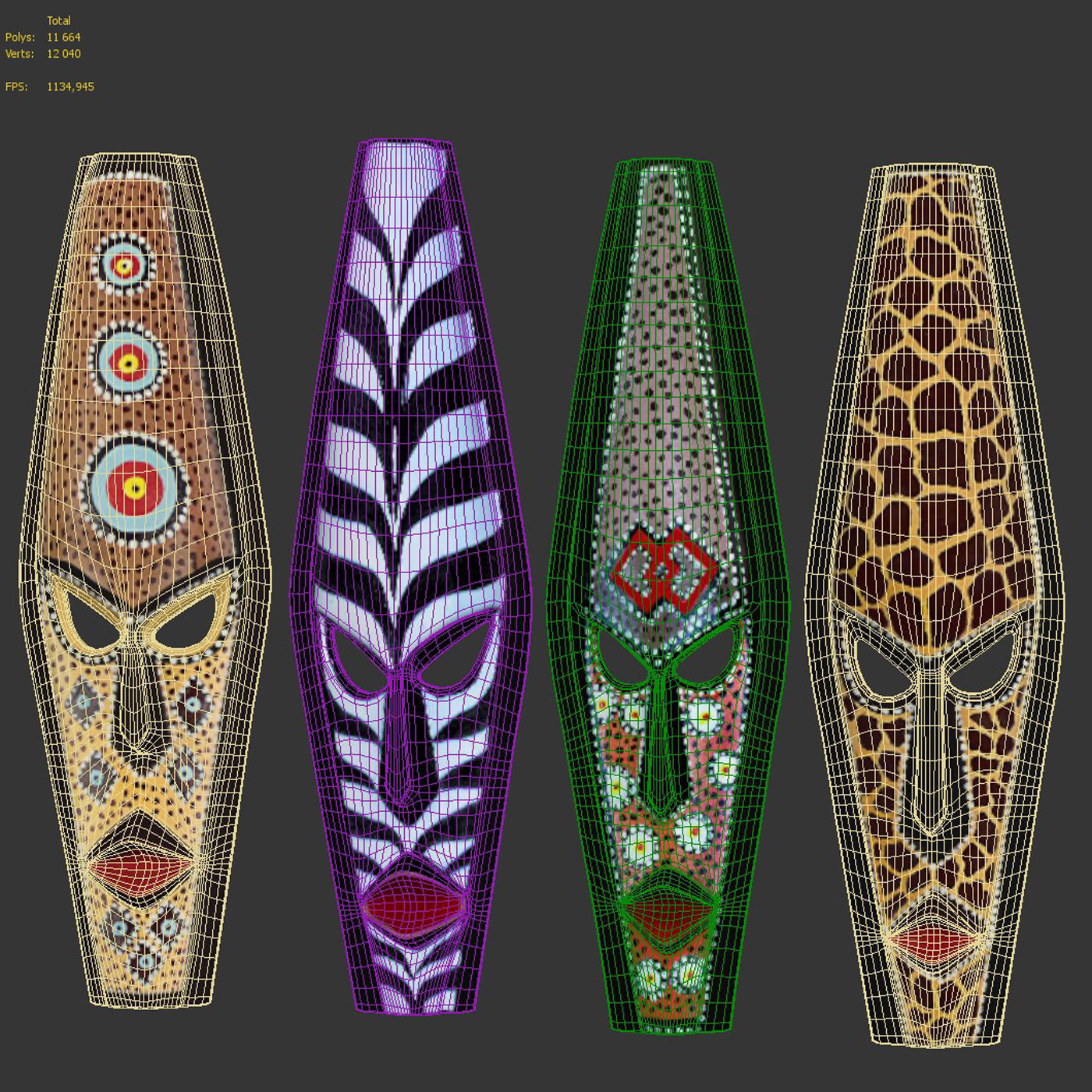 African masks 3D model_8