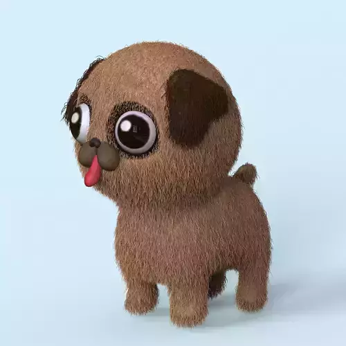 Dog Cute Pug Low-poly 3D model