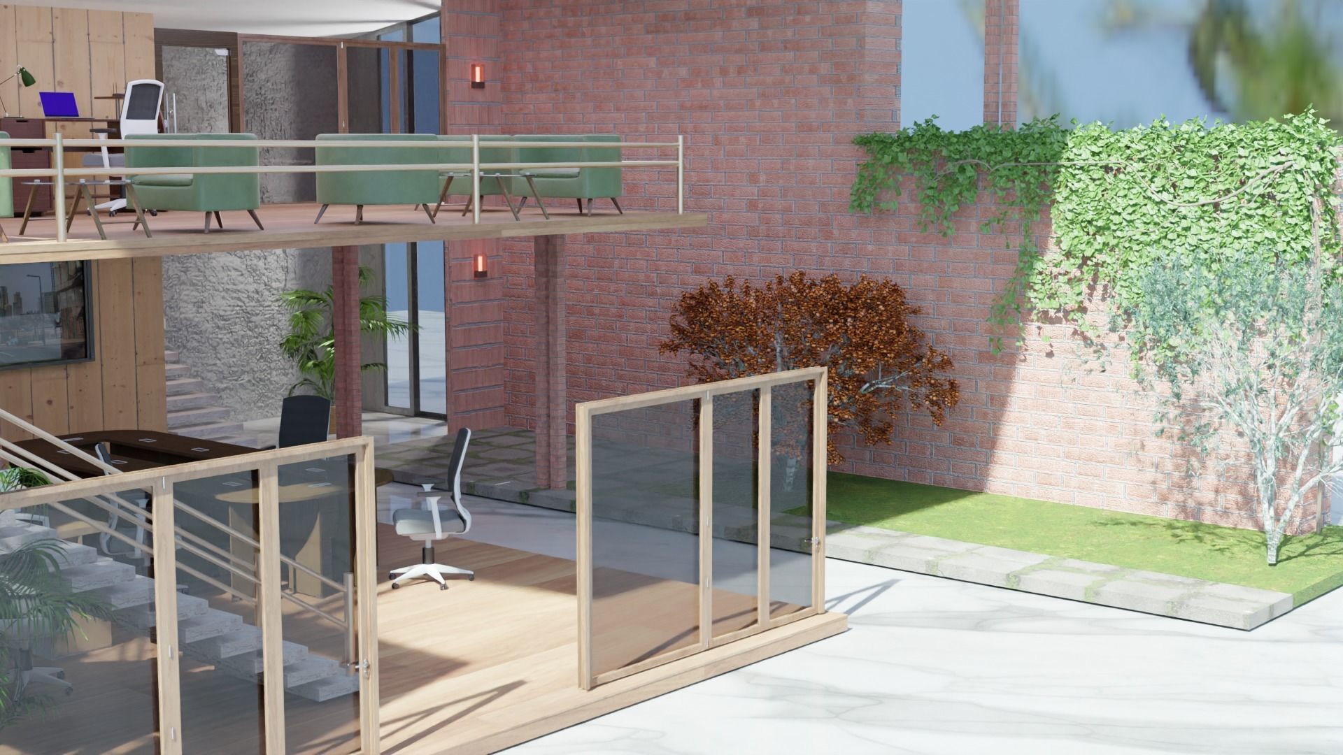 architect loft office building interior design  3D model_4