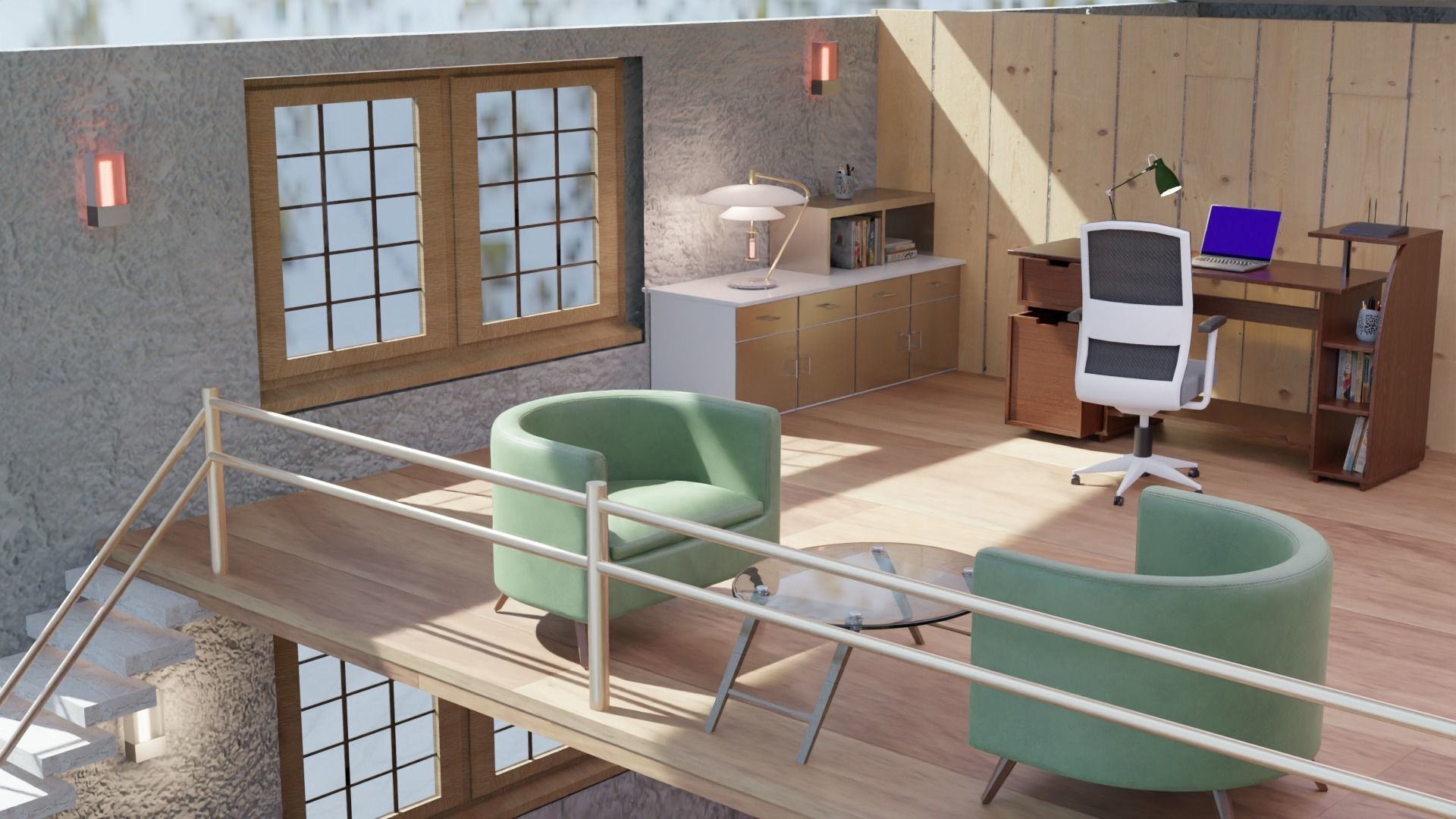 architect loft office building interior design  3D model_2