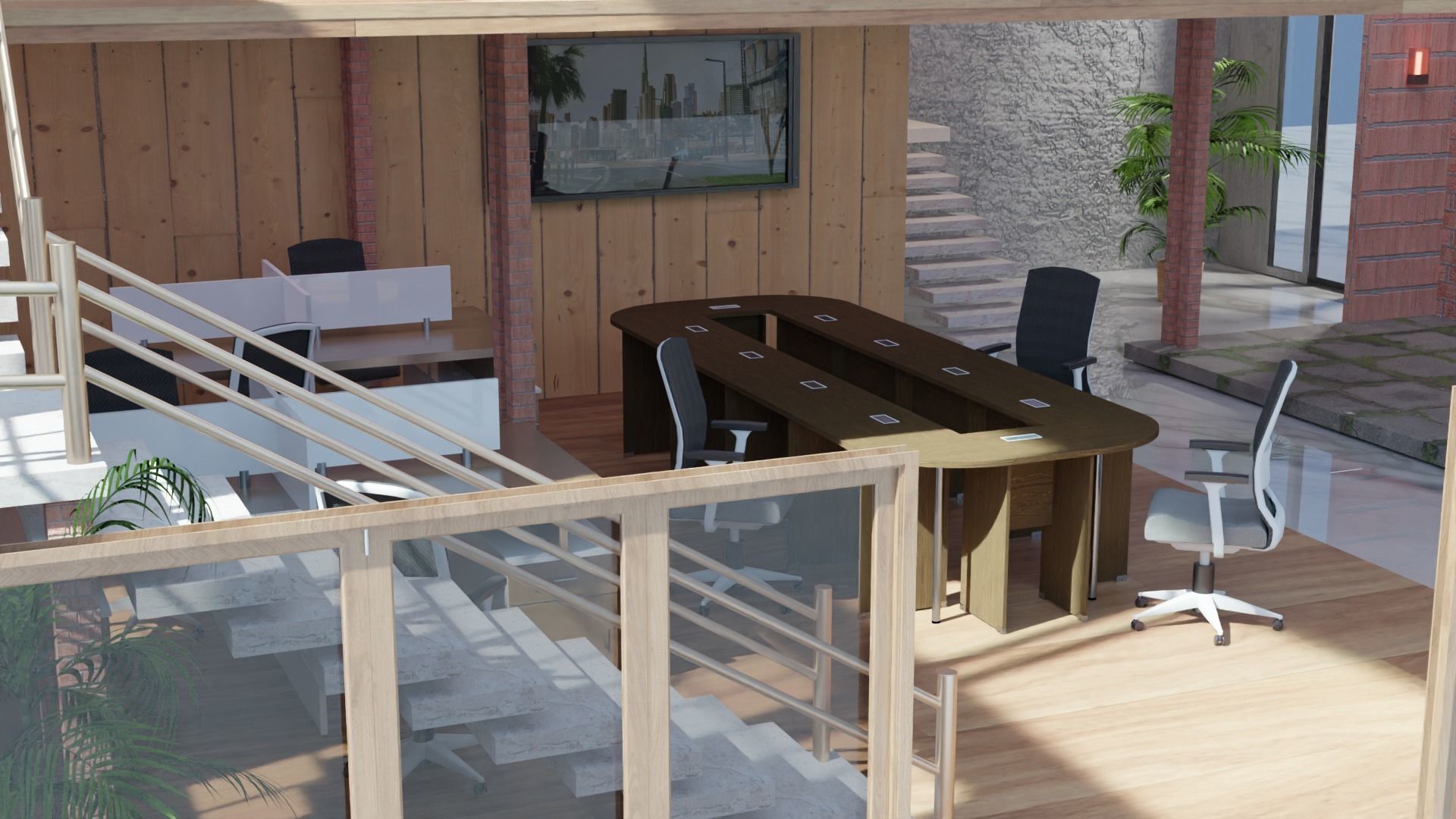 architect loft office building interior design  3D model_5