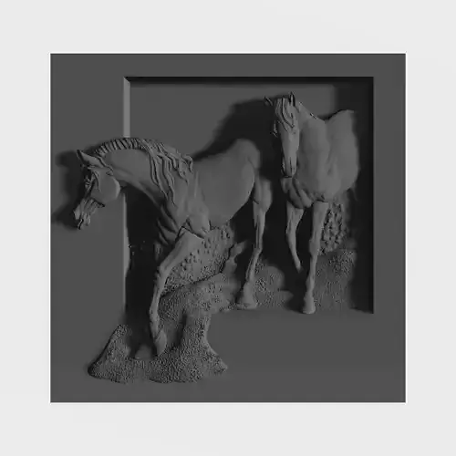 TWO HORSES RELIEF 3D model