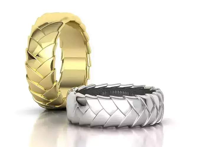 Wedding Ring Basket Weave Band Ring 8mm WIDE 3D print model
