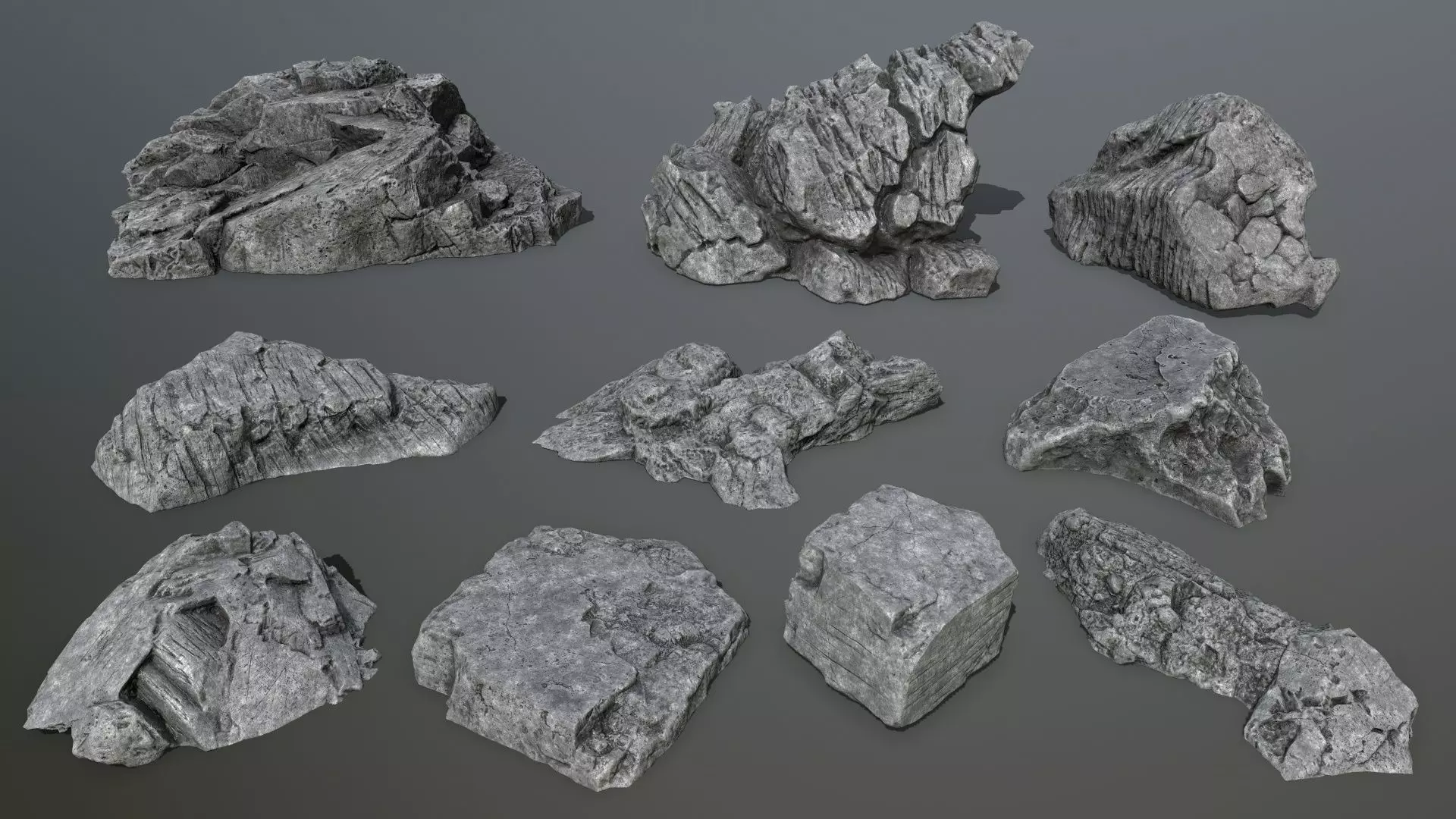 cliff rocks Low-poly 3D model_0