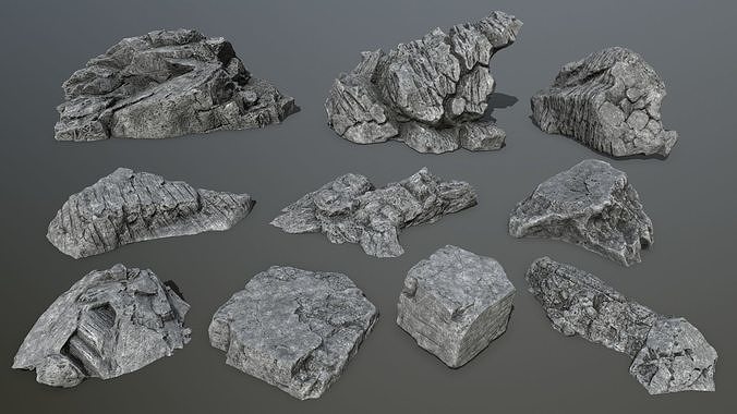 cliff rocks Low-poly 3D model