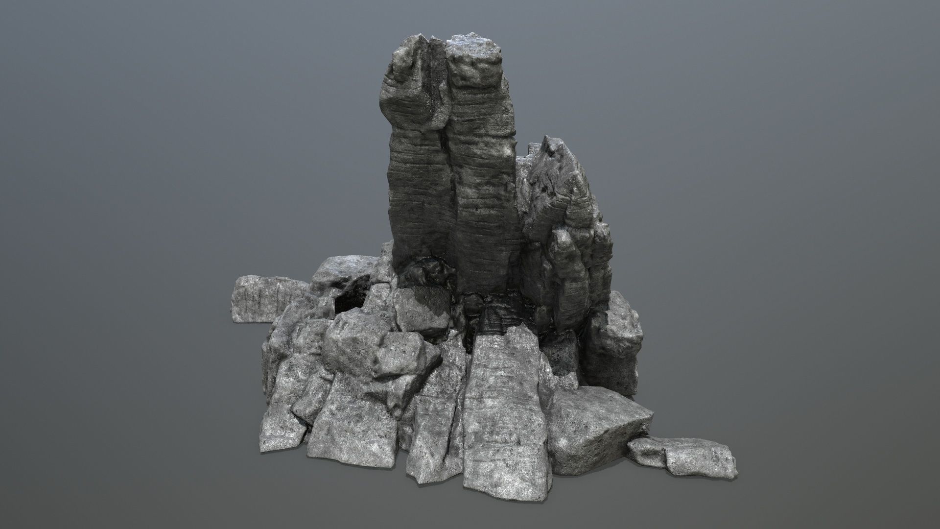 cliff rocks Low-poly 3D model_3