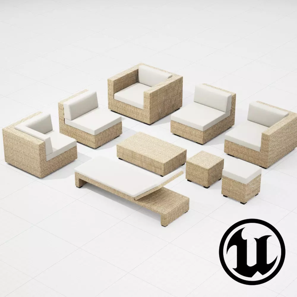 Patio Furniture Set UE4 3D model_0