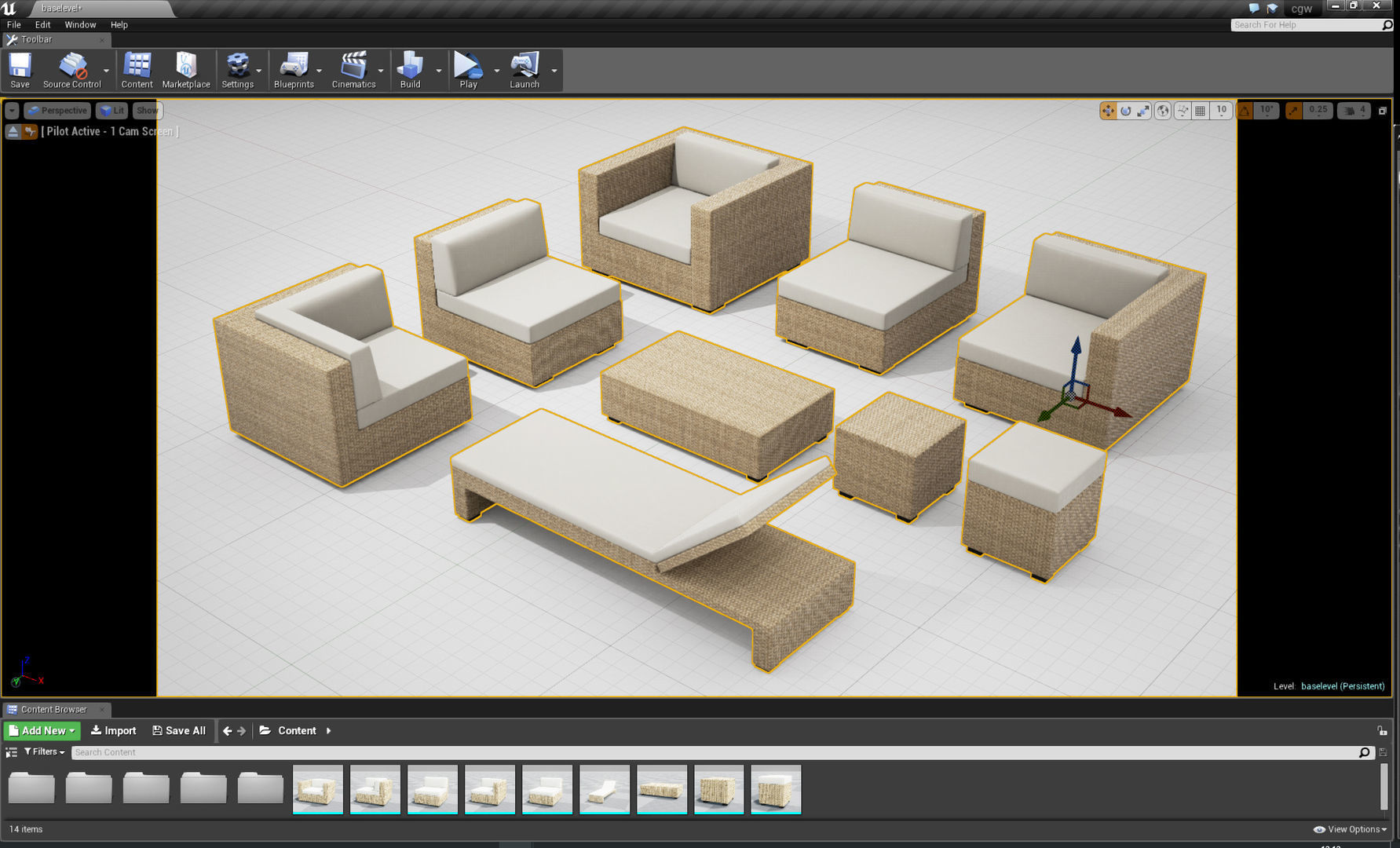 Patio Furniture Set UE4 3D model_1