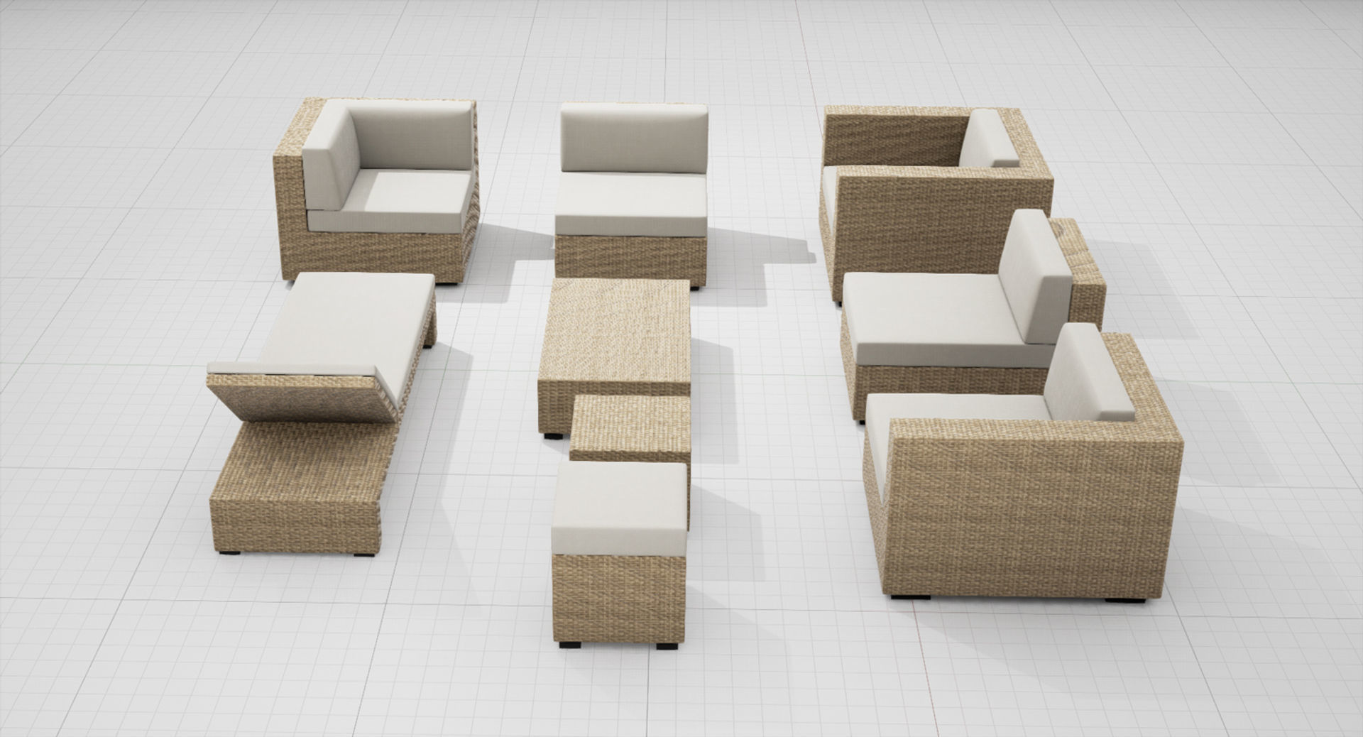 Patio Furniture Set UE4 3D model_12