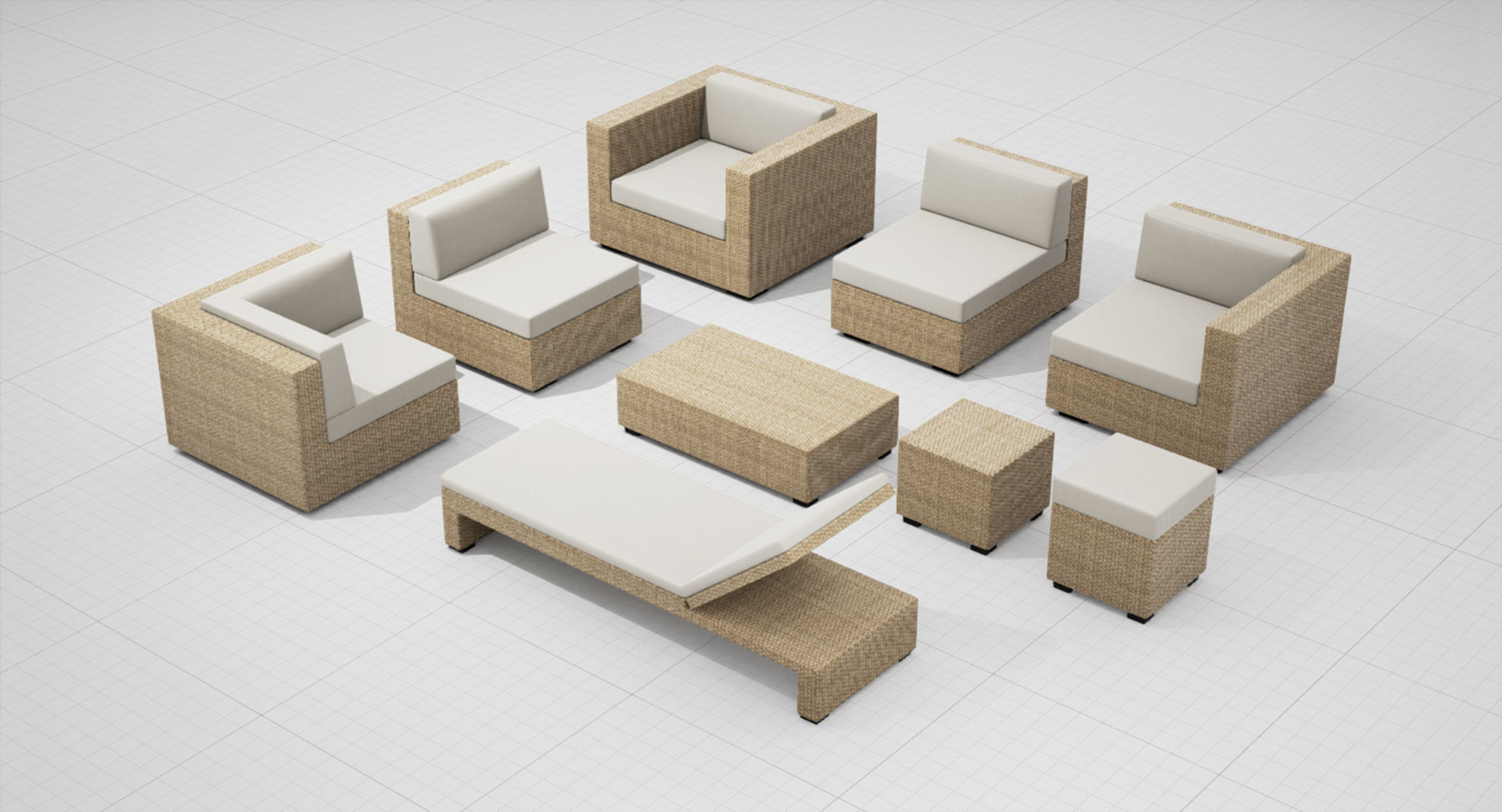 Patio Furniture Set UE4 3D model_7