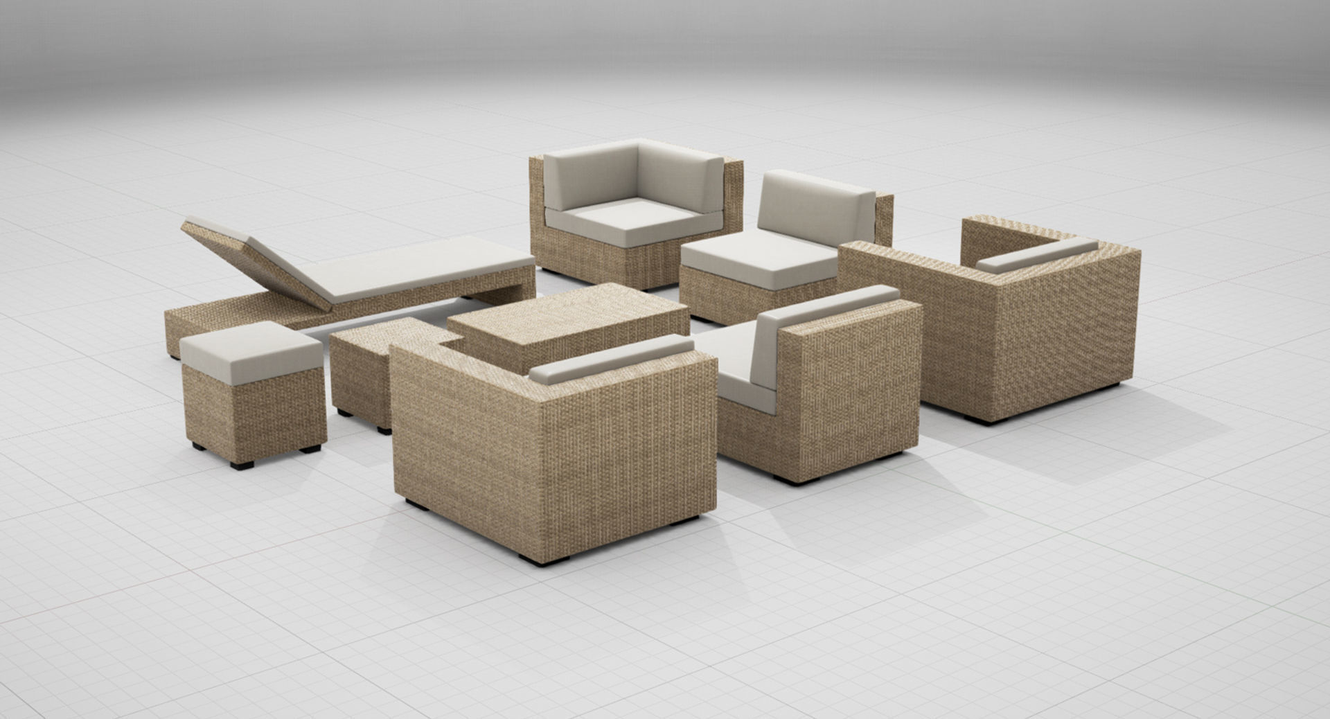 Patio Furniture Set UE4 3D model_10