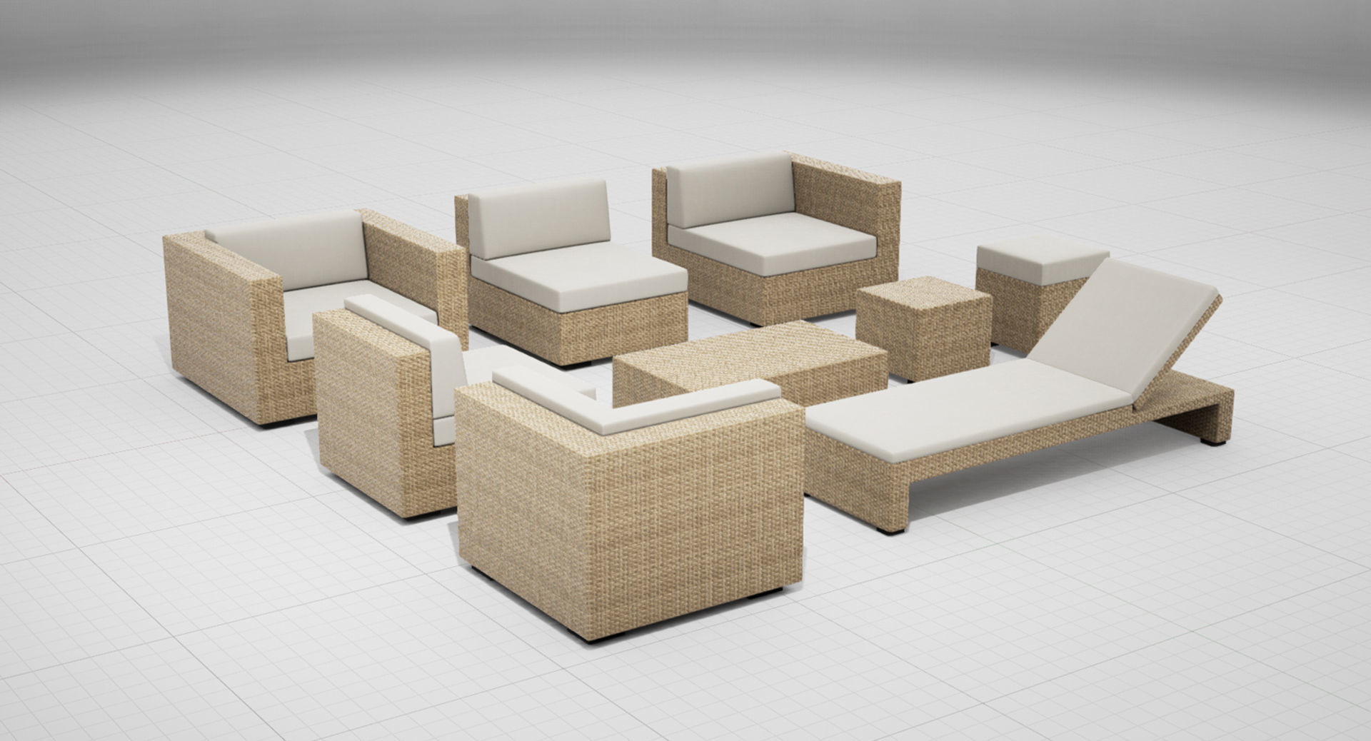 Patio Furniture Set UE4 3D model_9