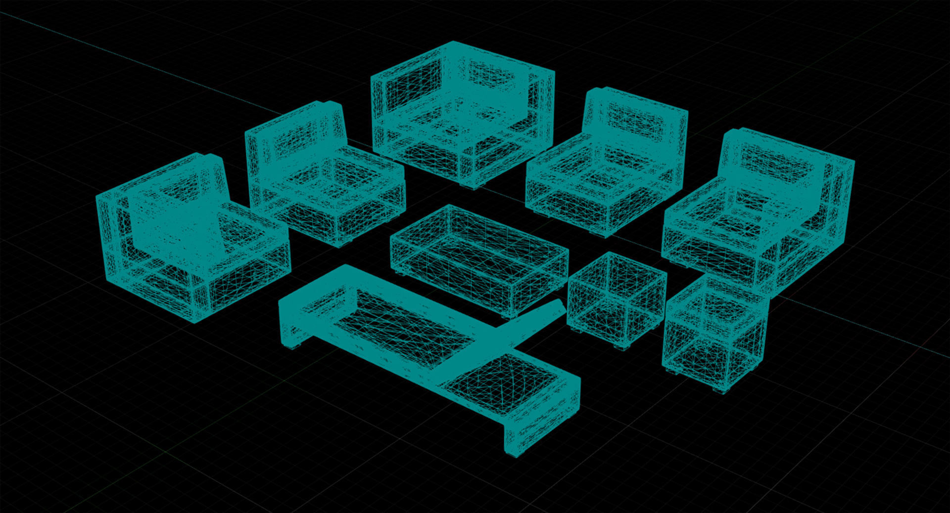 Patio Furniture Set UE4 3D model_2
