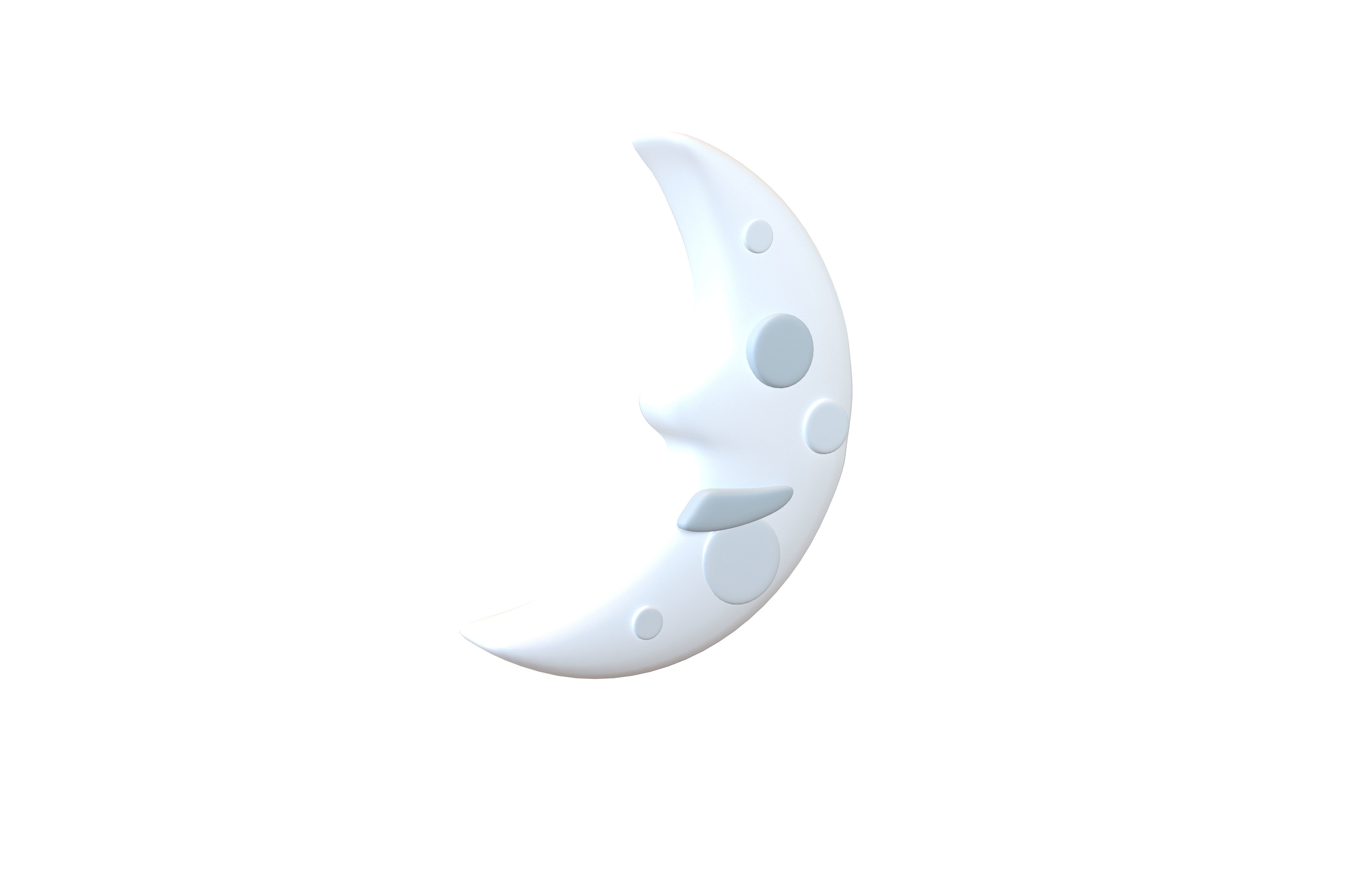 Twitter Version 1 First Quarter Moon Face v1 001 Low-poly 3D model_1