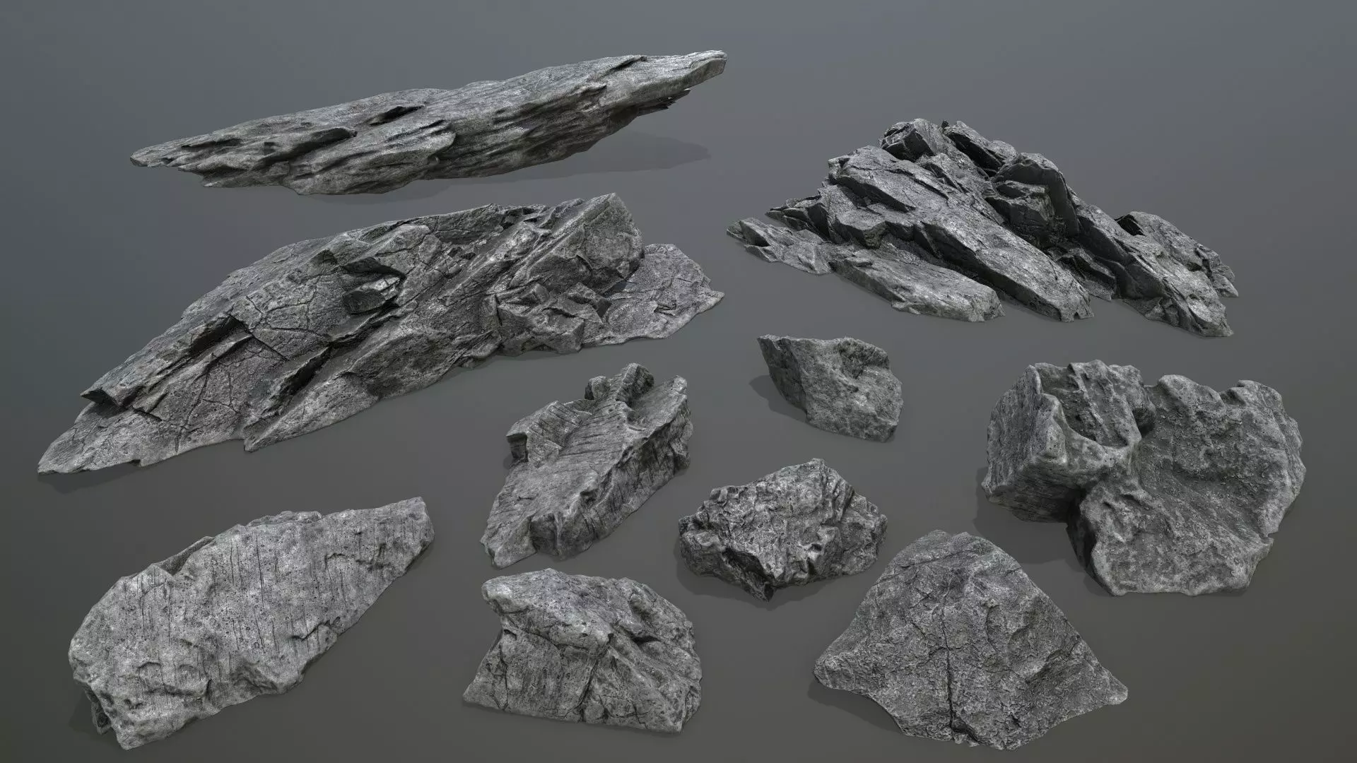 cliff rocks Low-poly 3D model_0