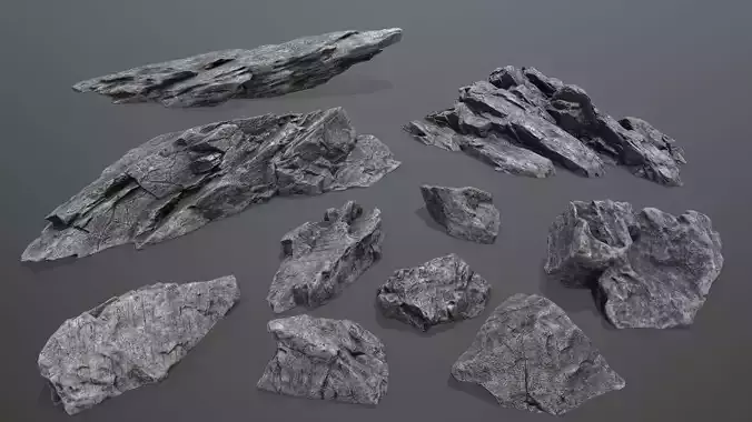 cliff rocks Low-poly 3D model