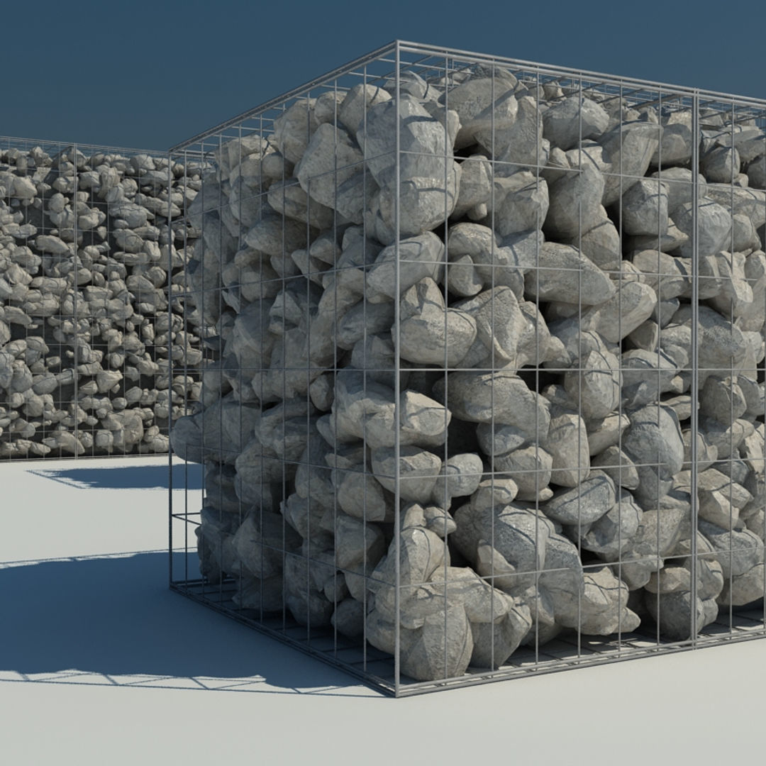 Gabion Stone Wall 2 3D model_3