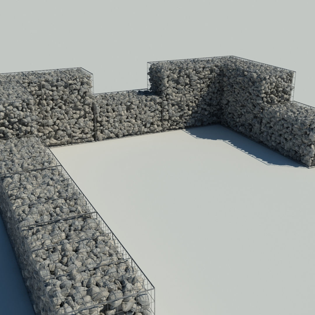 Gabion Stone Wall 2 3D model_11
