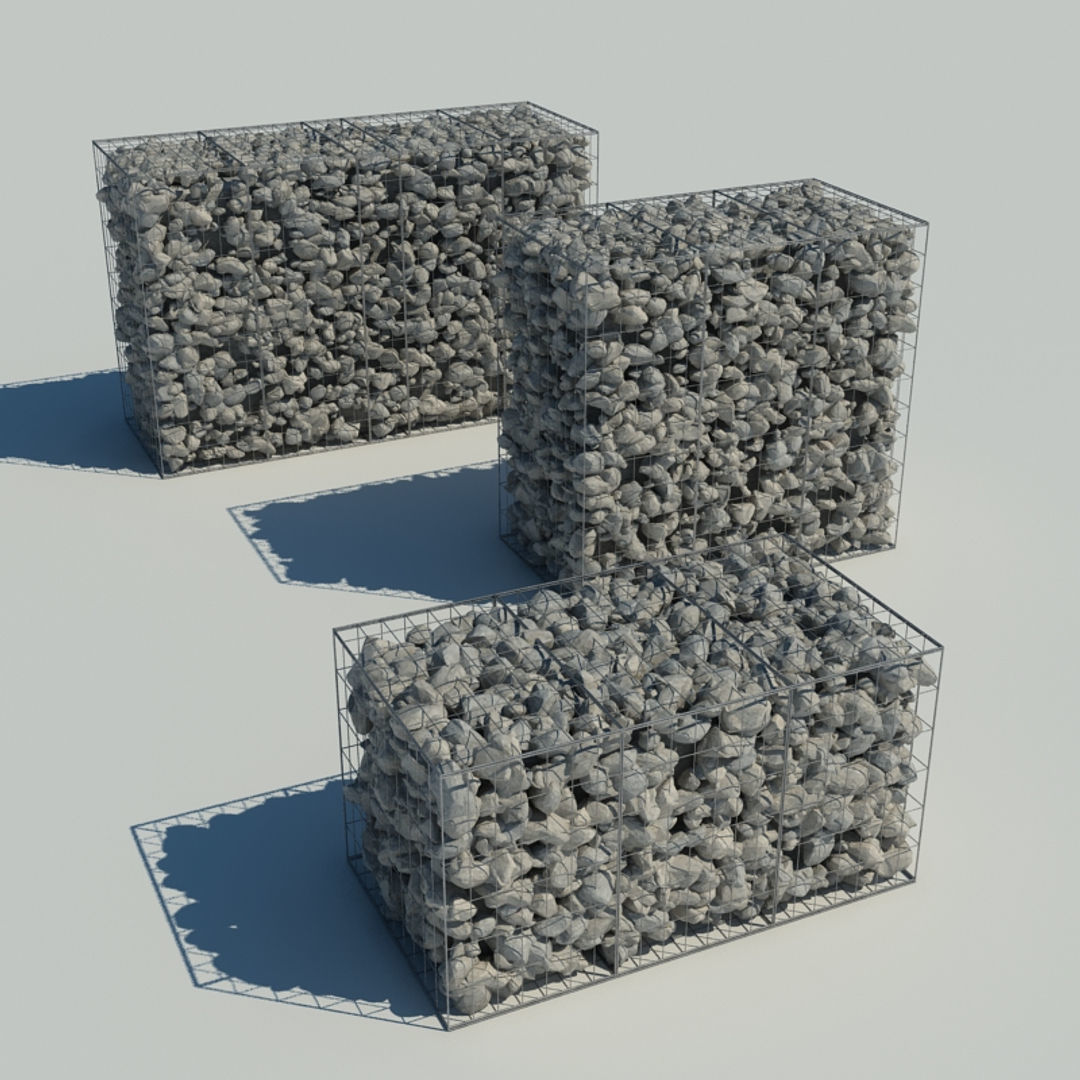 Gabion Stone Wall 2 3D model_7