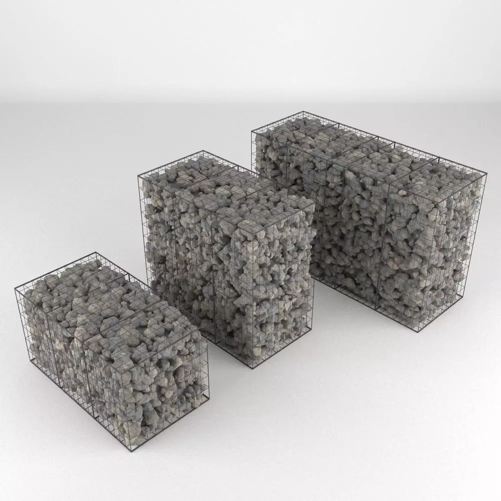 Gabion Stone Wall 2 3D model_0