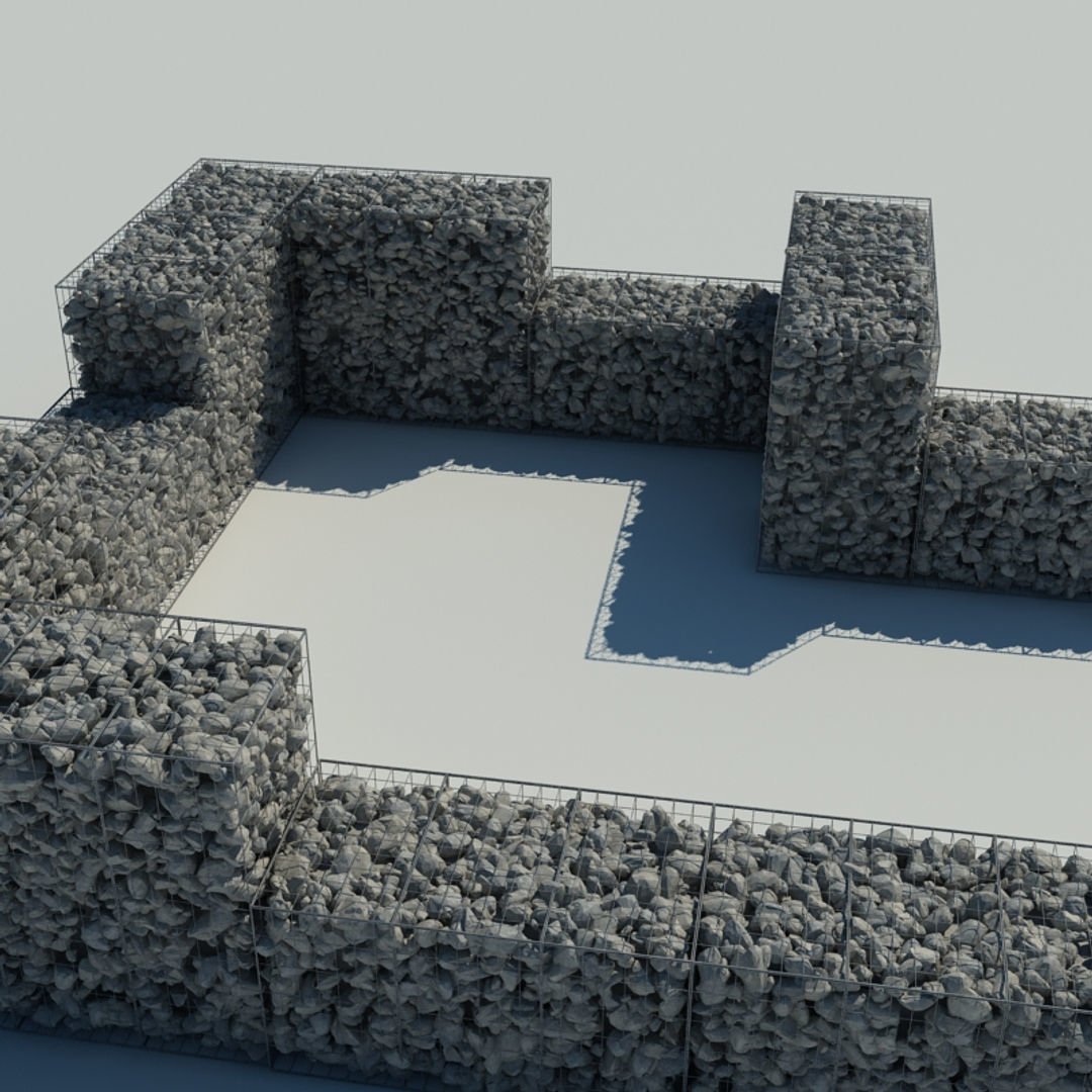 Gabion Stone Wall 2 3D model_6