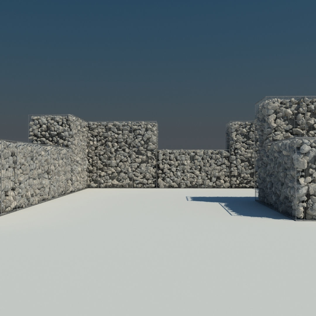 Gabion Stone Wall 2 3D model_5