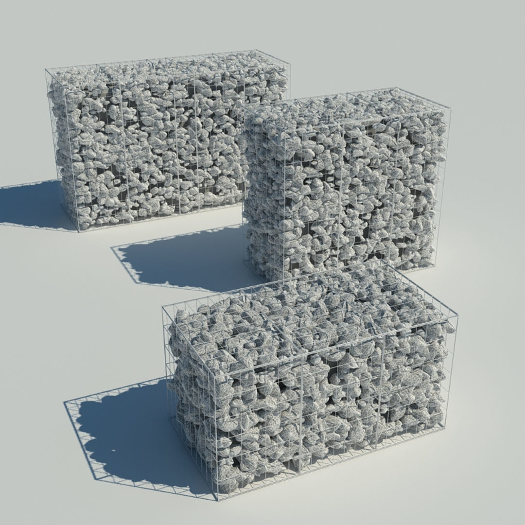 Gabion Stone Wall 2 3D model_8