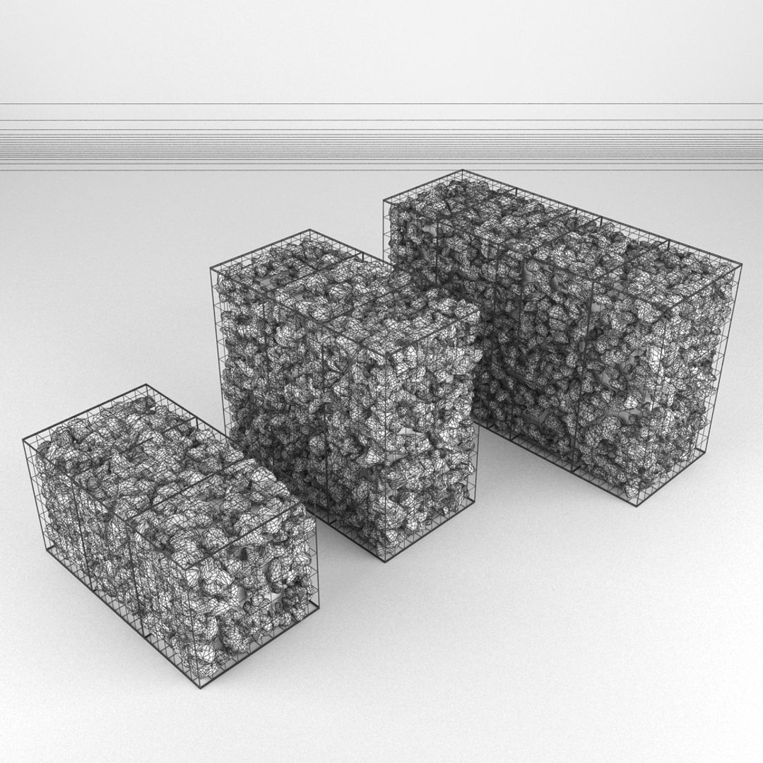Gabion Stone Wall 2 3D model_1
