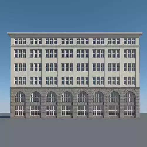 Townhouse brick building with roof