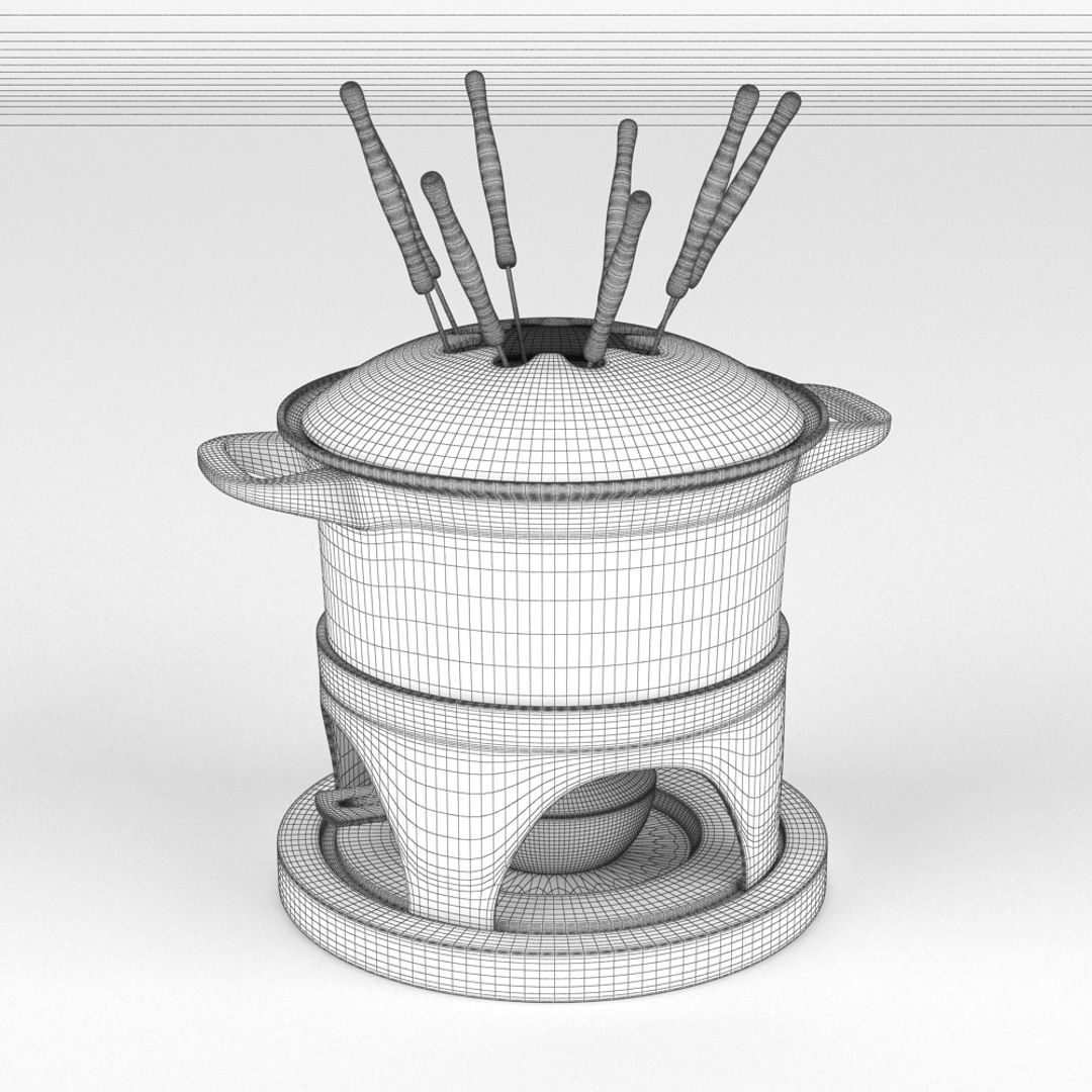 Fondue Set And Extras 3D model_18