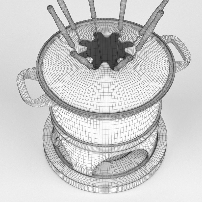 Fondue Set And Extras 3D model_23