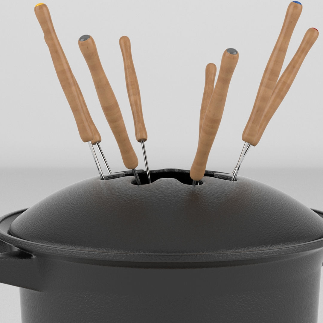 Fondue Set And Extras 3D model_22