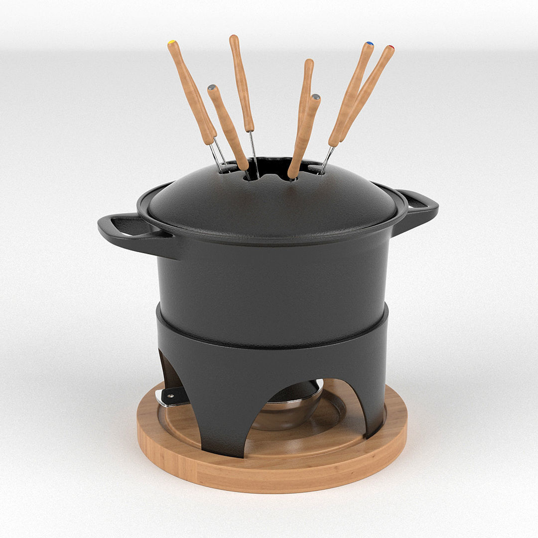Fondue Set And Extras 3D model_17